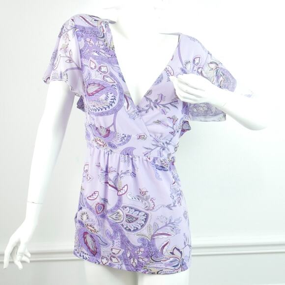 INC International Concepts Tops - Vintage Y2K Babydoll Top Large Fairy Sheer Mesh Pastel Paisley Coquette Dainty